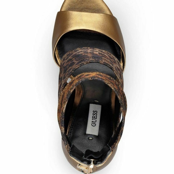 New GUESS Cayen Cutout High Heels In Bronze Multi - Picture 4 of 4